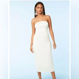 Forever 21 Satin Strapless Crisscross Midi Dress